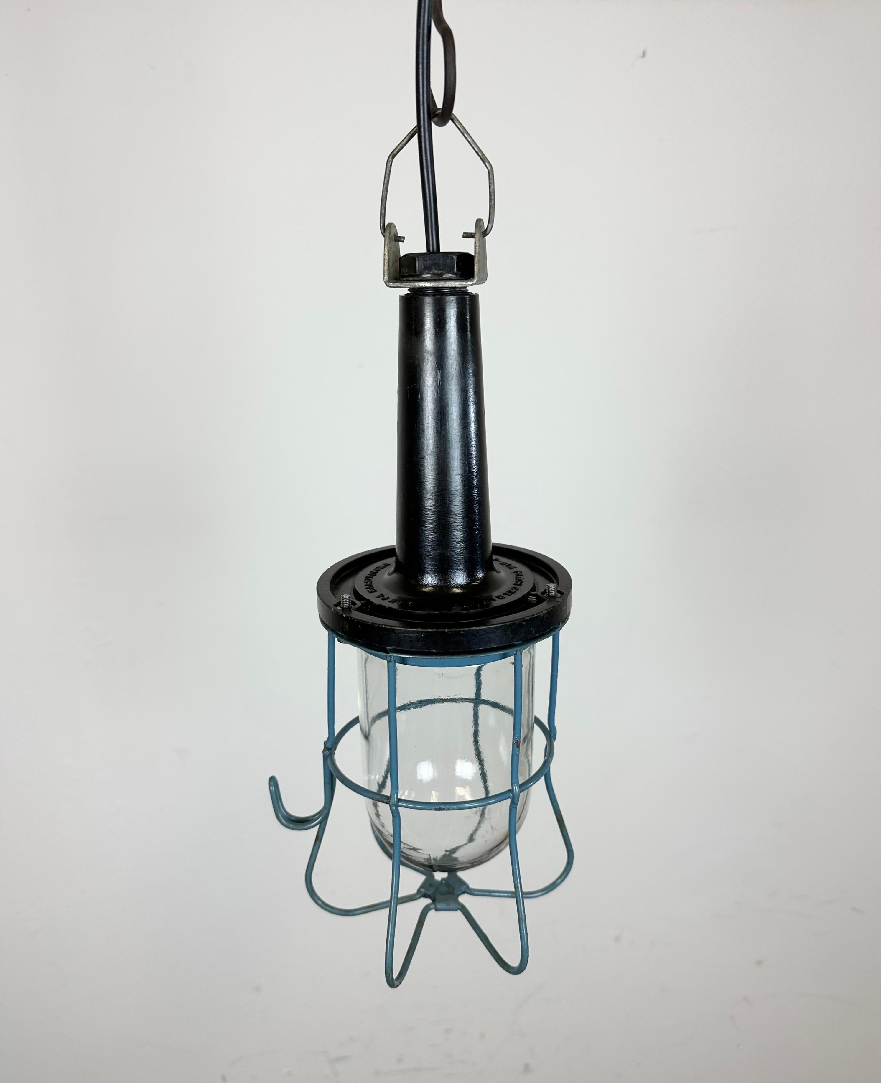 Glass Vintage Industrial Bakelite Hanging Work Light, 1960s For Sale