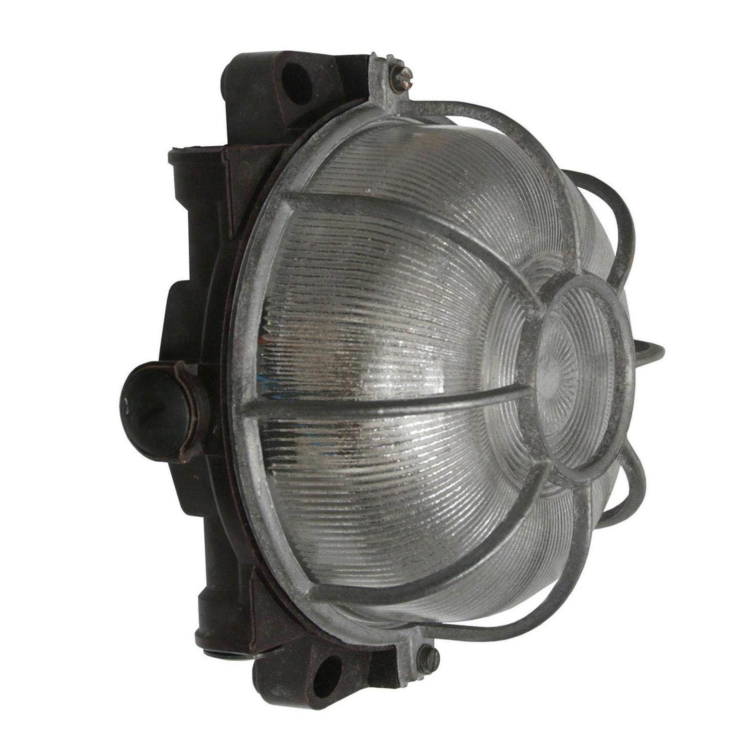 French Vintage Industrial Bakelite Holophane Glass Scones Wall Lights For Sale