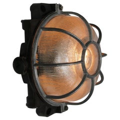 Vintage Industrial Bakelit Holophane Glas Scones Wand Lights