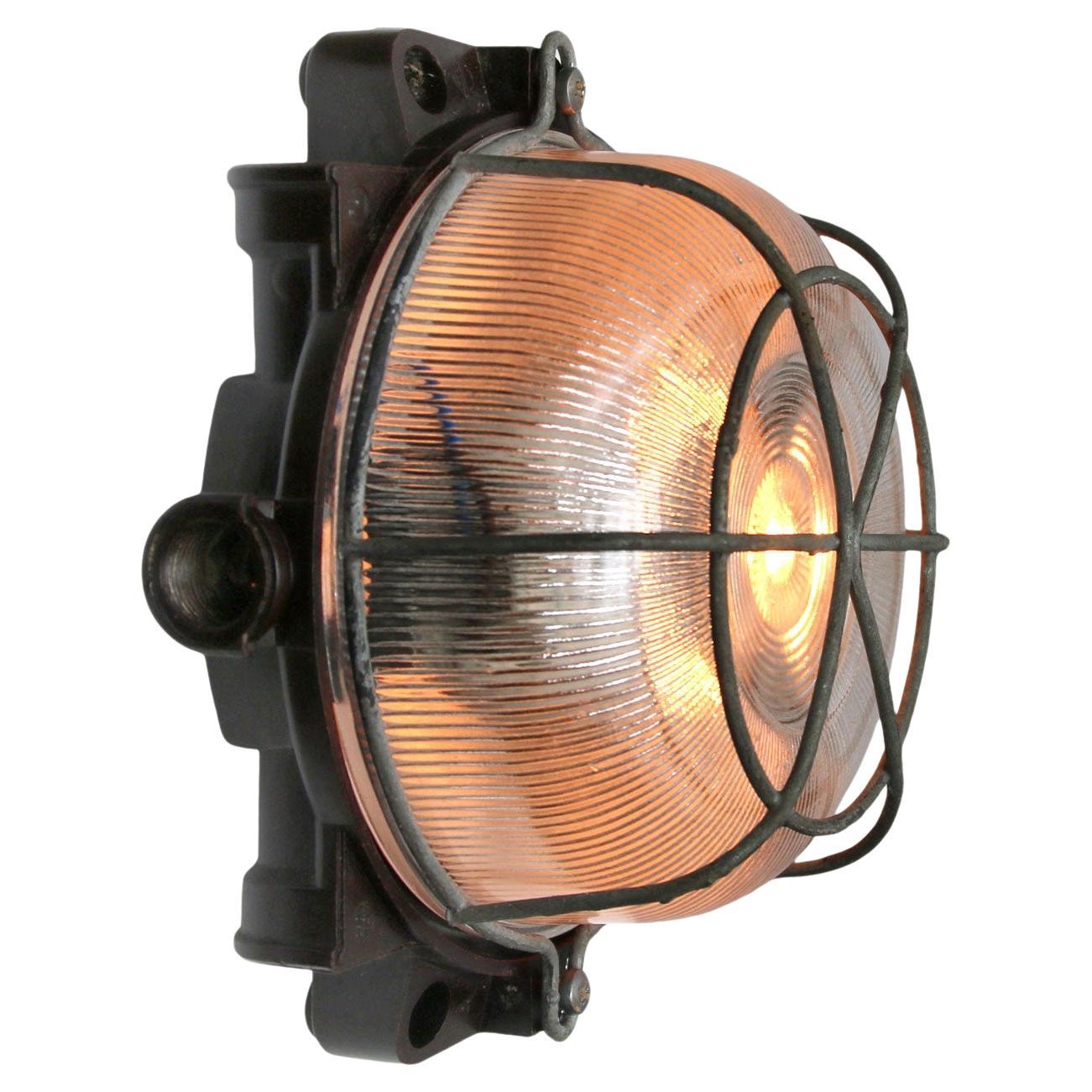 Vintage Industrial Bakelite Holophane Glass Wall Sconces Lights