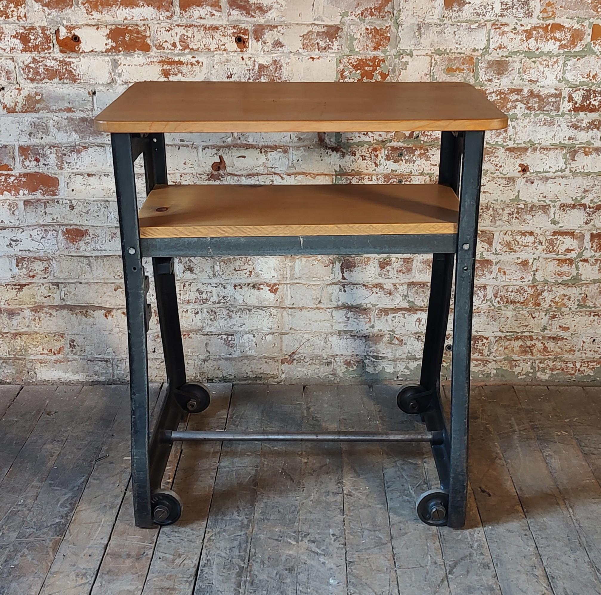 Steel Vintage Industrial Bar Cart / TV Stand For Sale