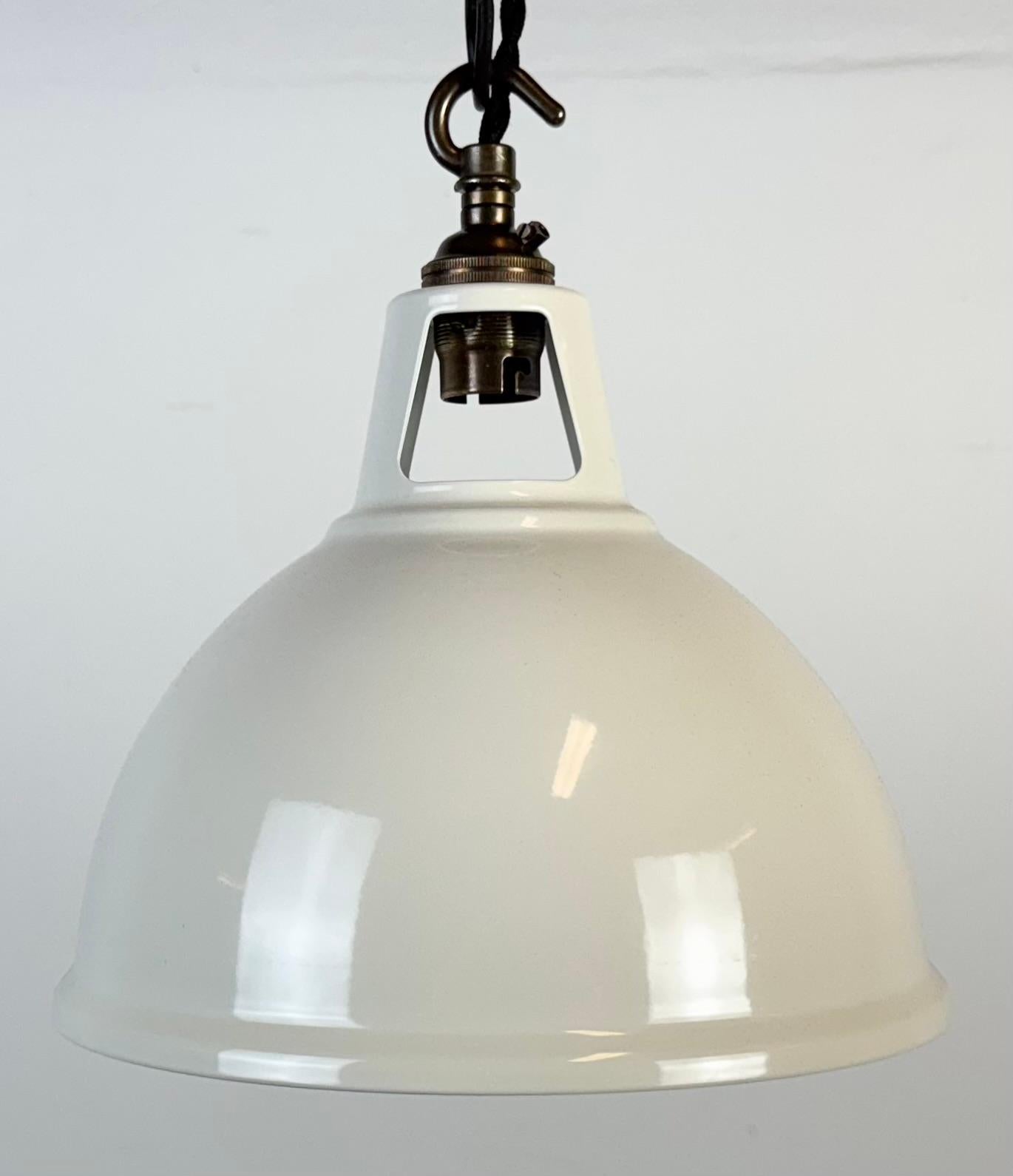 British Vintage Industrial Beige Painted Pendant Lamp, 2000s For Sale