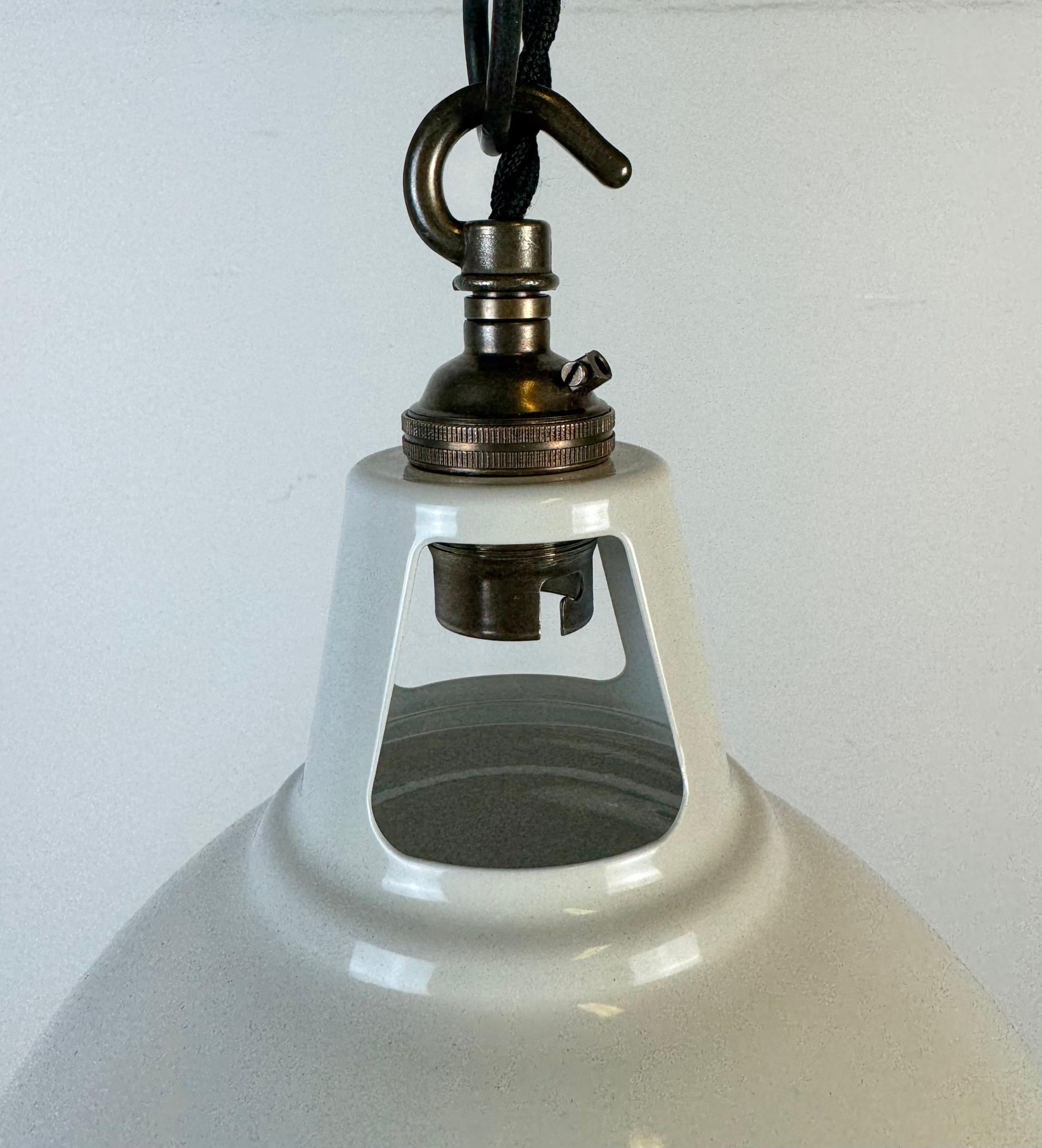 Aluminum Vintage Industrial Beige Painted Pendant Lamp, 2000s For Sale