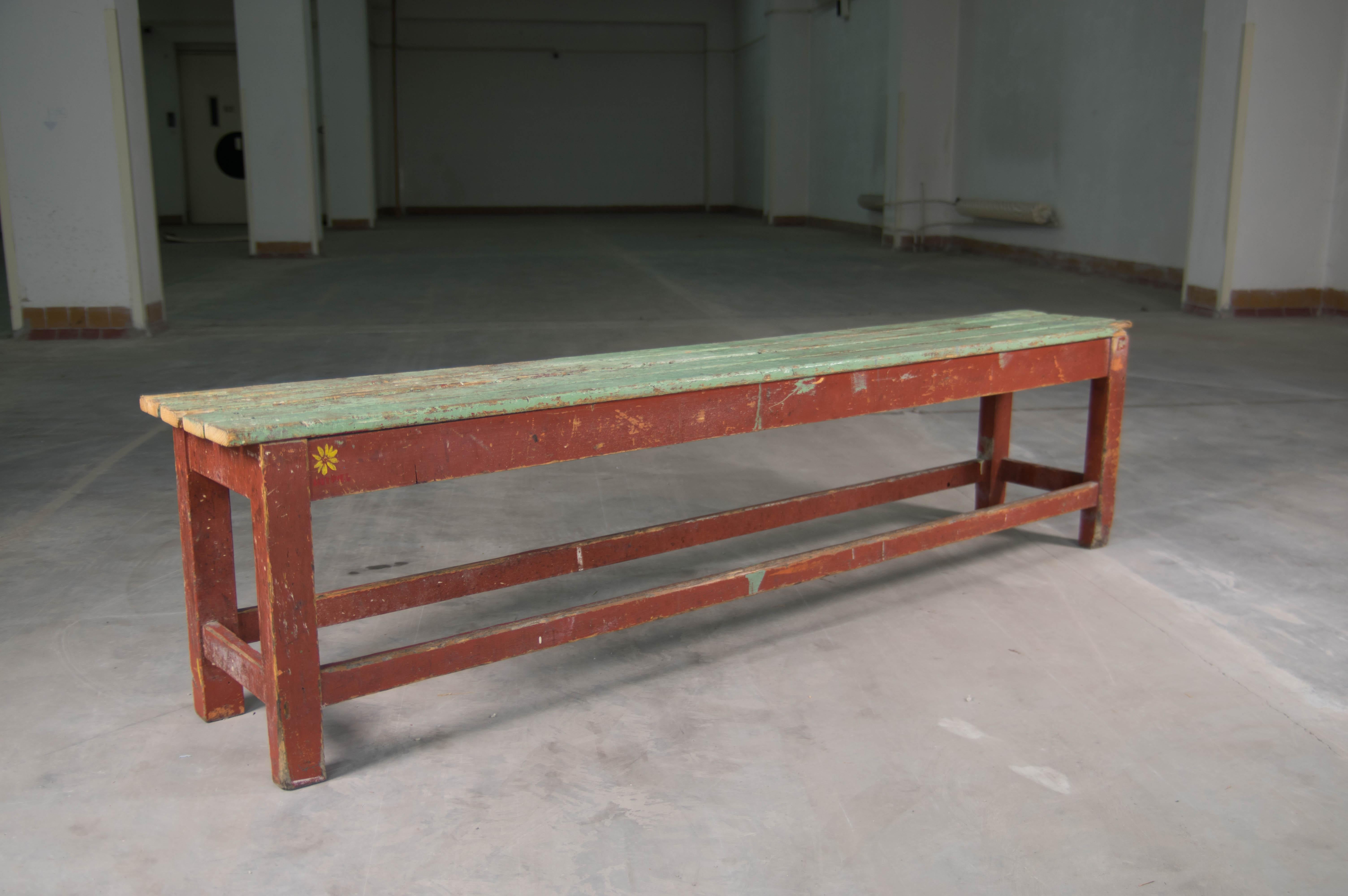 Bench from Bauhaus factory. Original condition with beautiful patina. Sturdy and stabile. 
Shipping to Continental US circa $780.