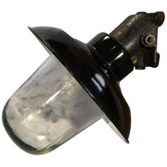 Vintage Industrial Black Enamel And Cast Iron Wall Lamp, 1950s Vintage Industrial Black Enamel And Cast Iron Wall Lamp, 1950s