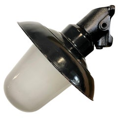 Vintage Industrial Black Enamel and Cast Iron Wall Lamp, 1960s