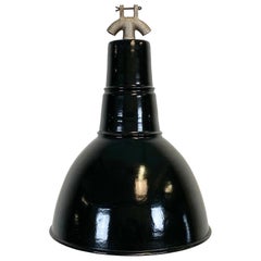 Lampe Bauhaus industrielle vintage en émail noir, années 1930