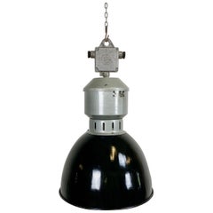 Vintage Industrial Black Enamel Pendant Lamp from Elektrosvit, 1960s