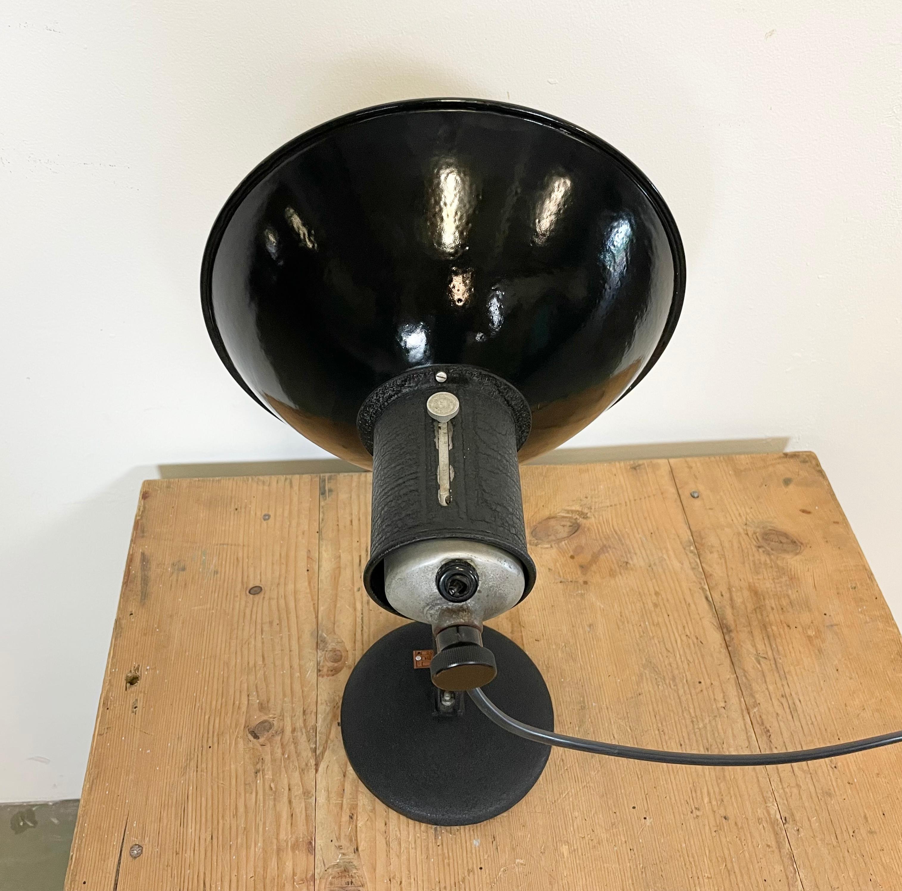 Vintage Industrial Black Enamel Table Lamp, 1950s For Sale 5