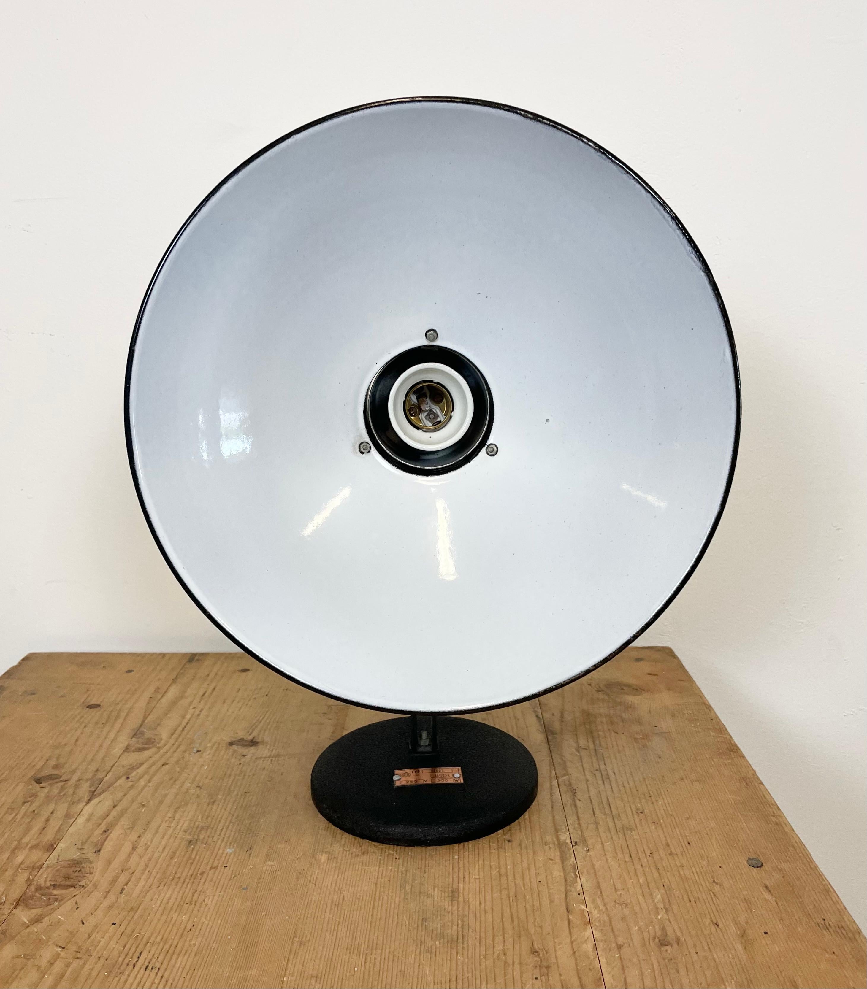 Vintage Industrial Black Enamel Table Lamp, 1950s For Sale 8