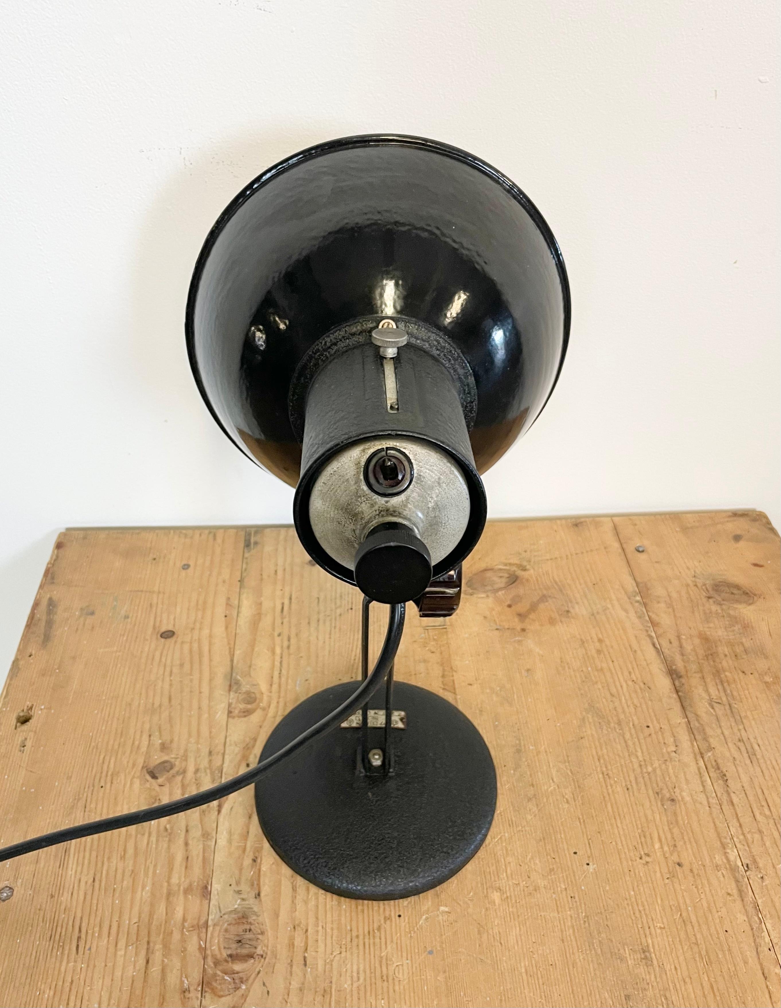 20th Century Vintage Industrial Black Enamel Table Lamp, 1950s