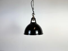 Lampe pendante industrielle vintage peinte en noir, années 2000