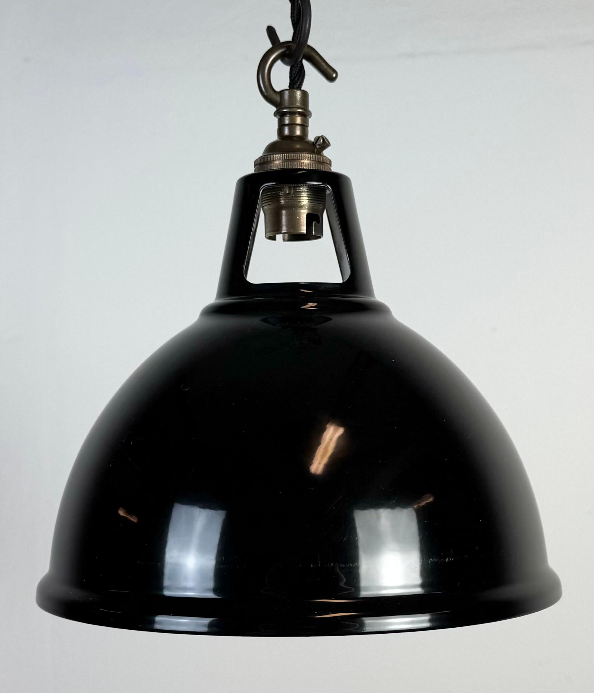 British Vintage Industrial Black Painted Pendant Lamp, 2000s For Sale