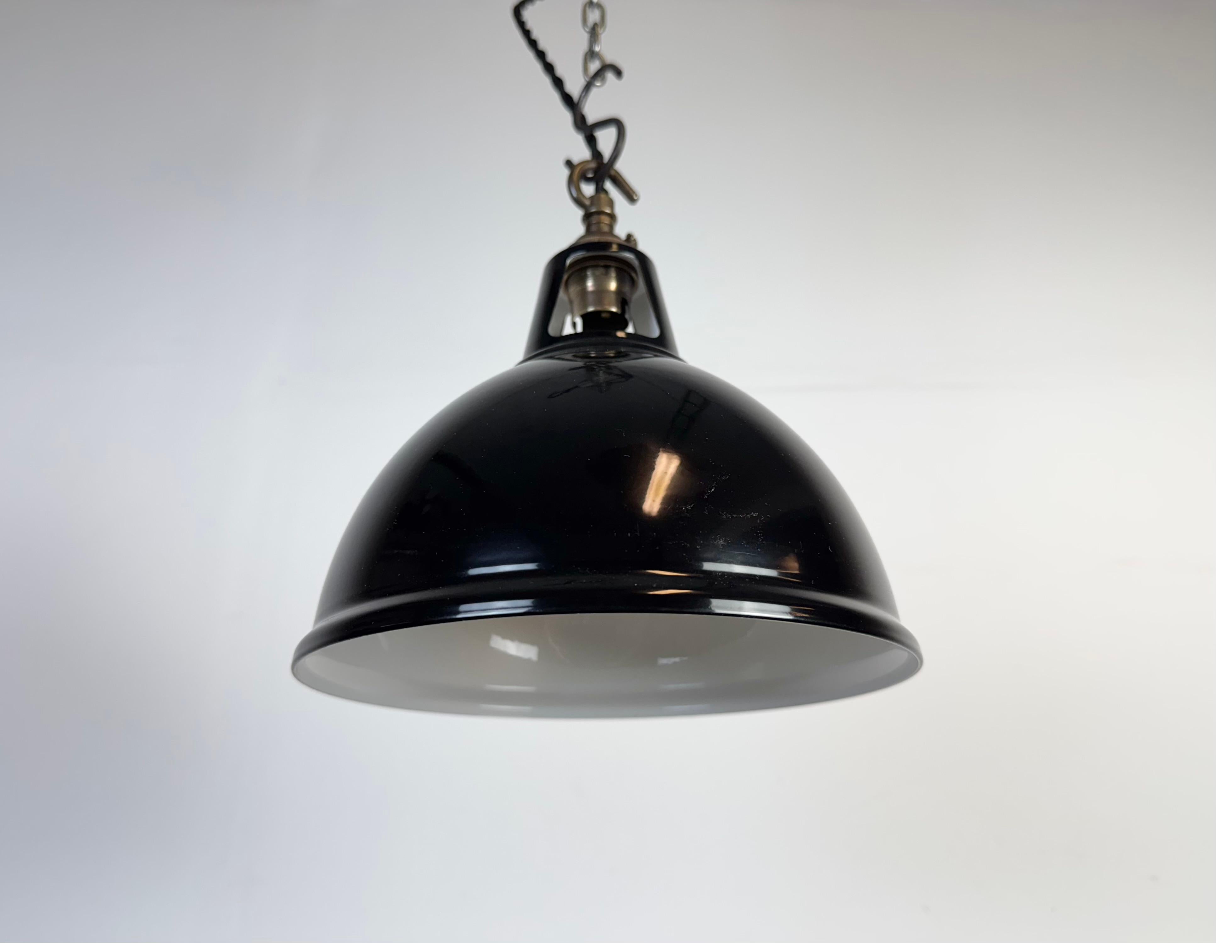 Aluminum Vintage Industrial Black Painted Pendant Lamp, 2000s For Sale