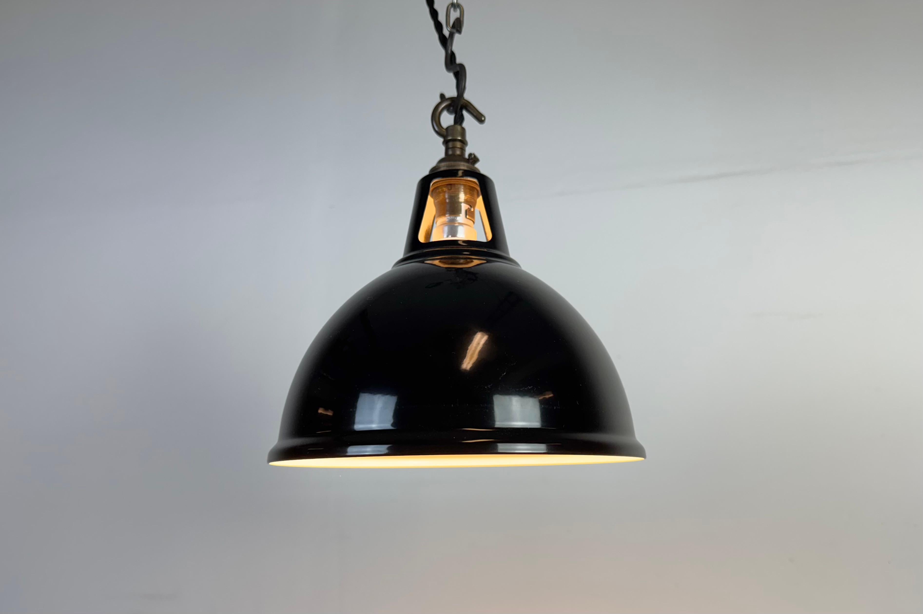 Vintage Industrial Black Painted Pendant Lamp, 2000s For Sale 3