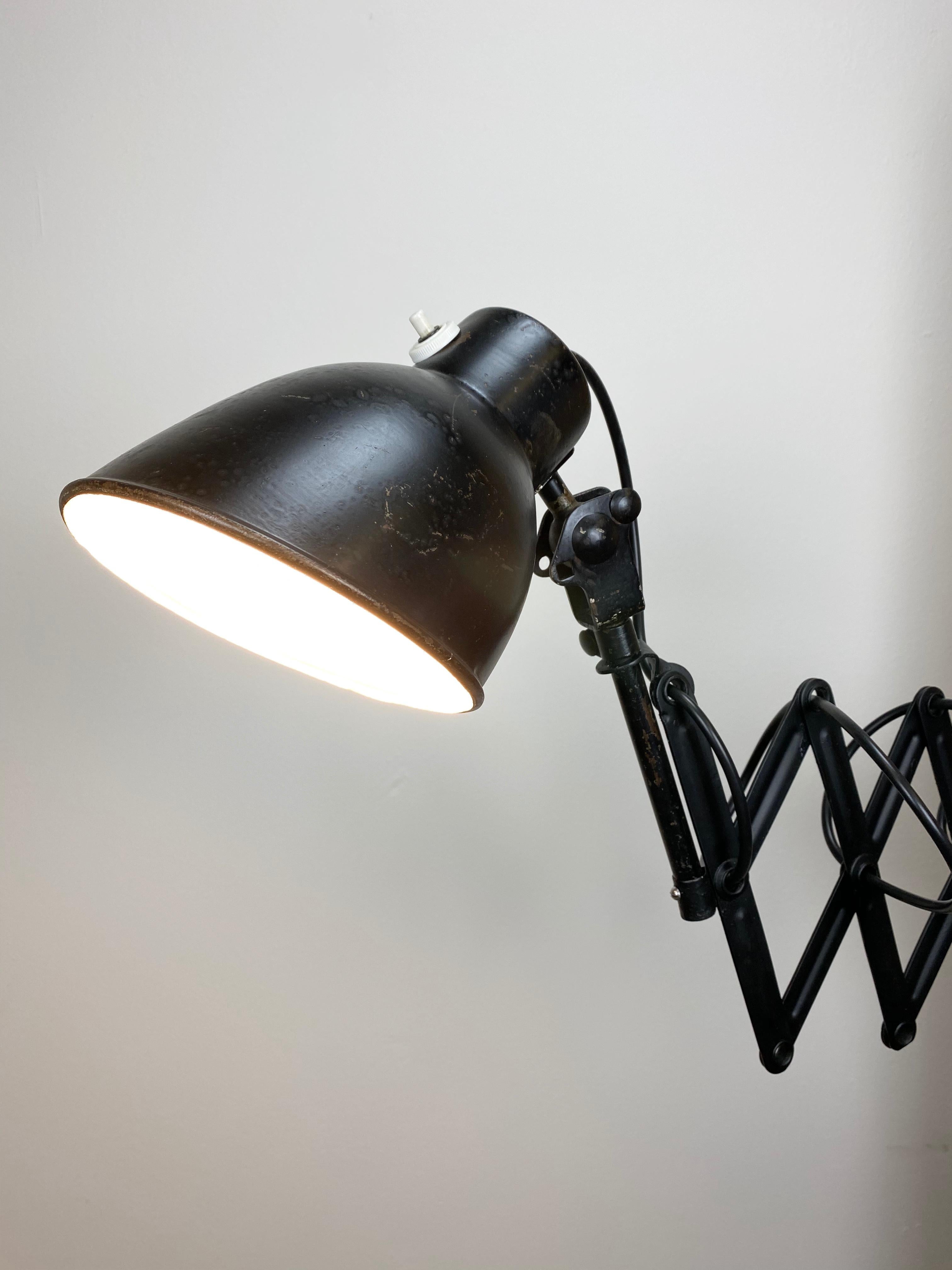 Vintage Industrial Black Scissor Wall Lamp, 1950s 2