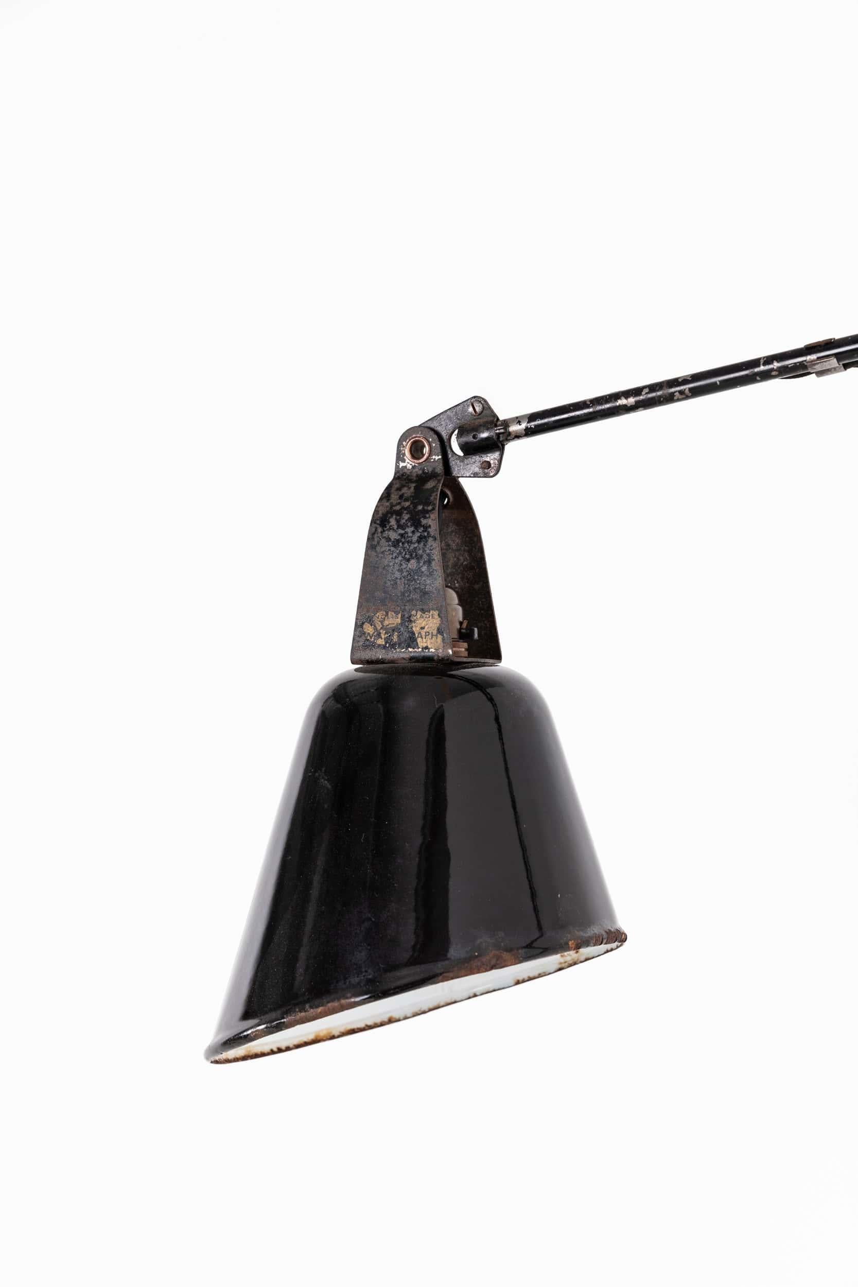 Vintage Industrie Schwarz Stahl Machinist Walligraph Wand Schreibtisch Lampe Licht, C.1930 (Englisch) im Angebot