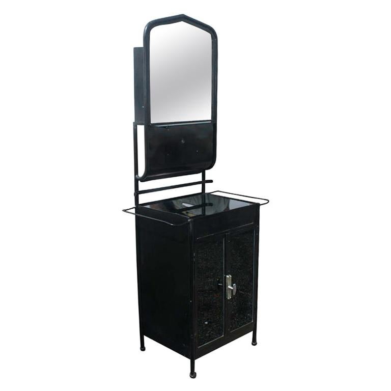 Vintage Industrial Black Steel Washstand 