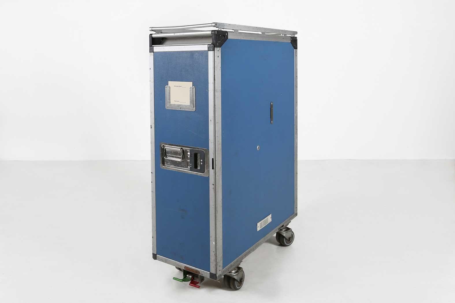 Aluminum Vintage Industrial blue Airplane trolley, The Netherlands ca. 1980 For Sale