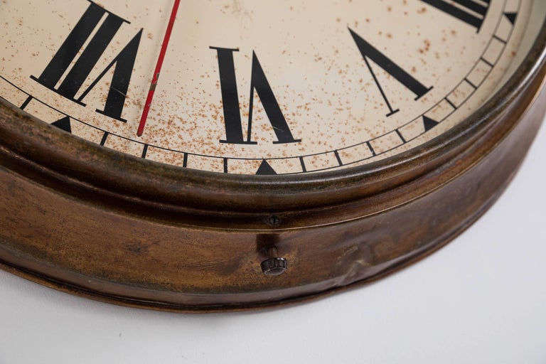 Horloge Murale Industrielle Smiths - Bakélite Marron - Milieu Du Siècle - UK