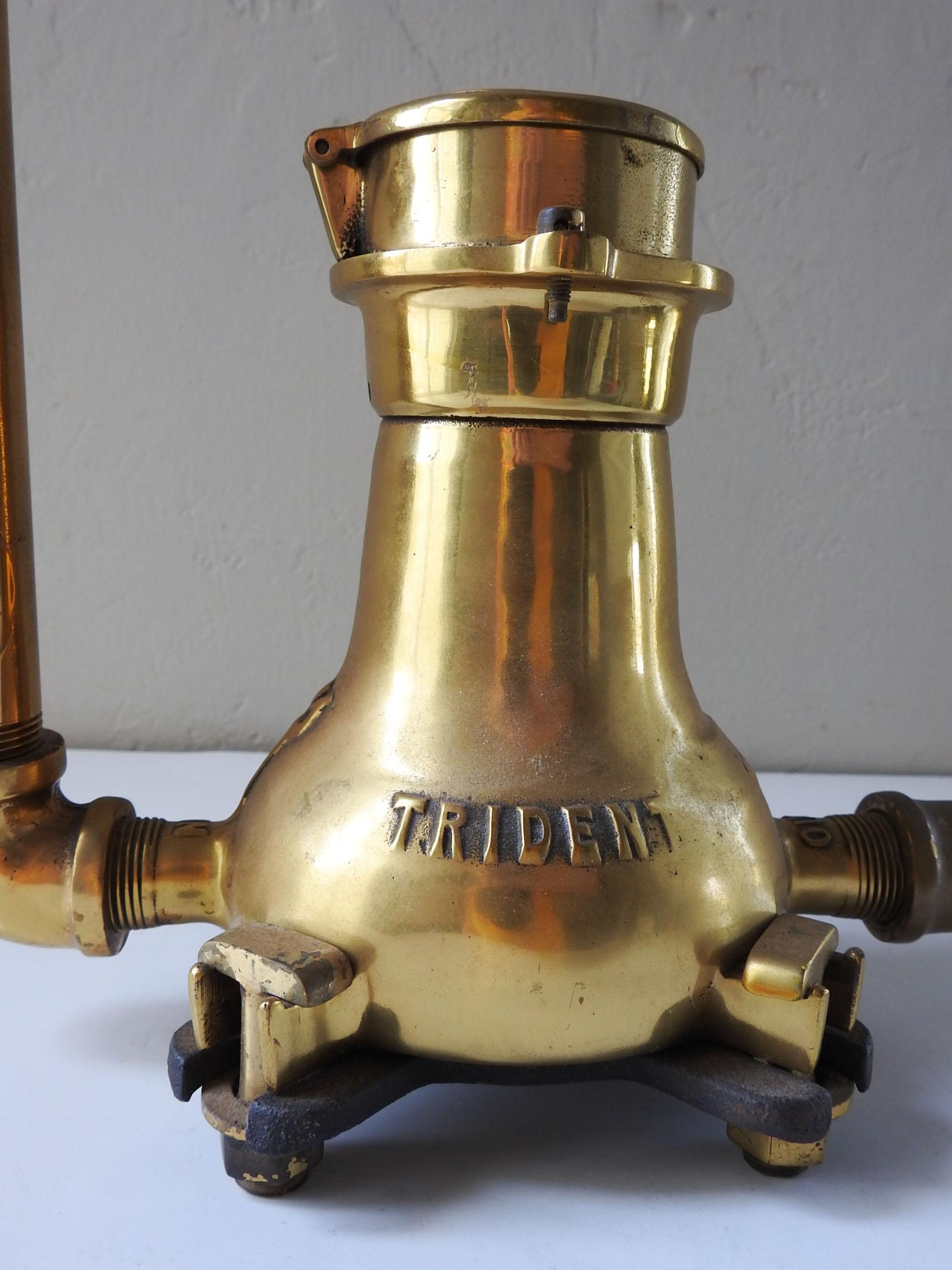 Late 20th Century Vintage Industrial Brass Pipe & Meter Table Lamp For Sale