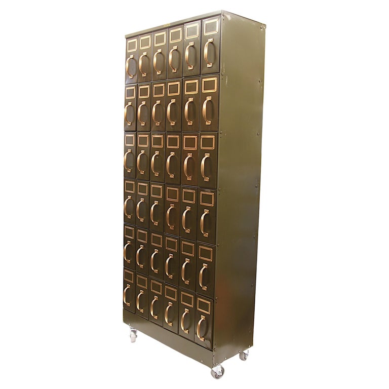 Vintage Industrial Brass and Steel Court House File Cabinet Wall-Unit For  Sale at 1stDibs | wall file cabinet