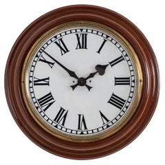 Retro Industrial Brown Enamel Synchronome Factory Wall Clock, c.1930