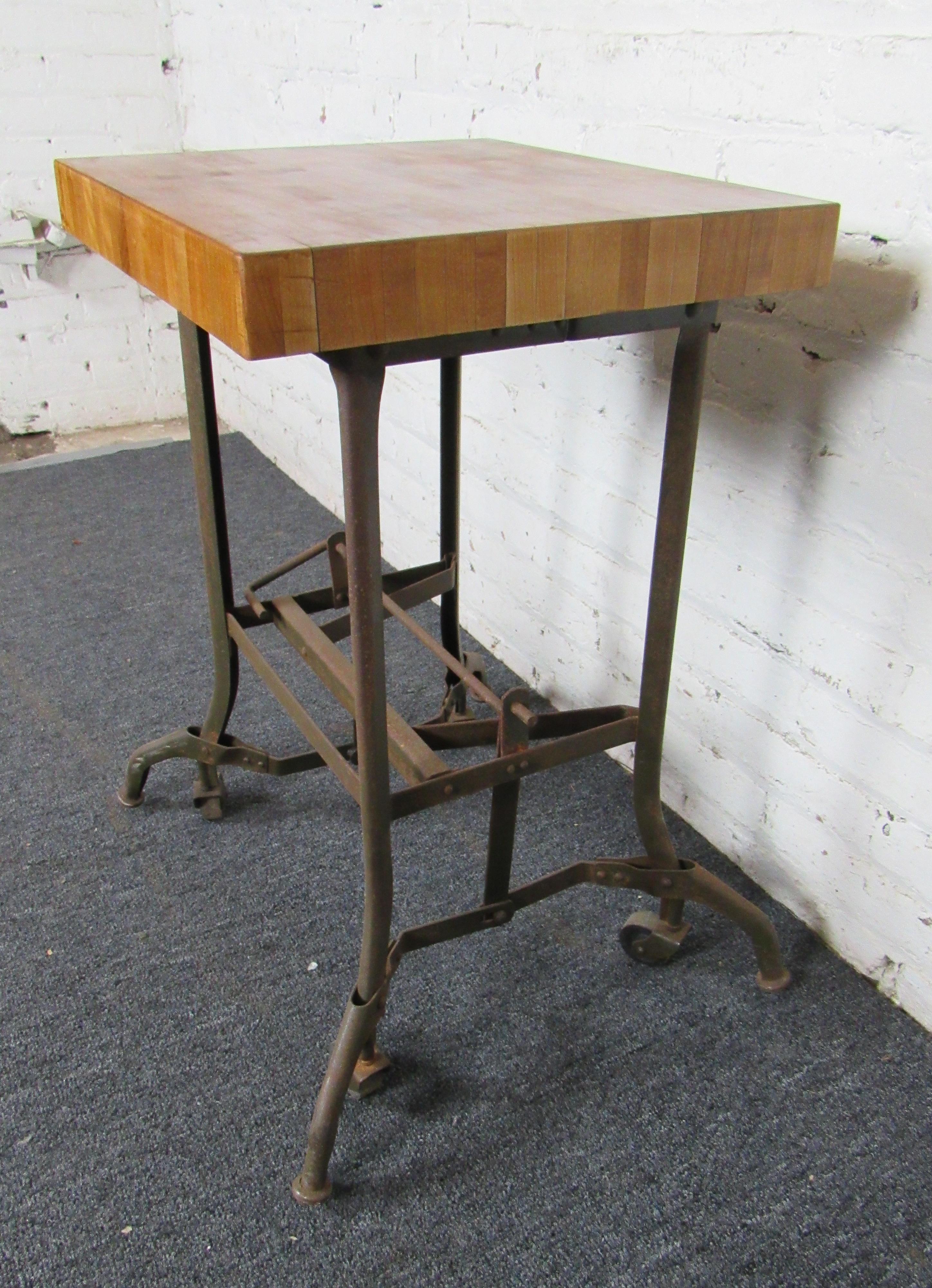 Vintage Industrial Butcher Block Table 2