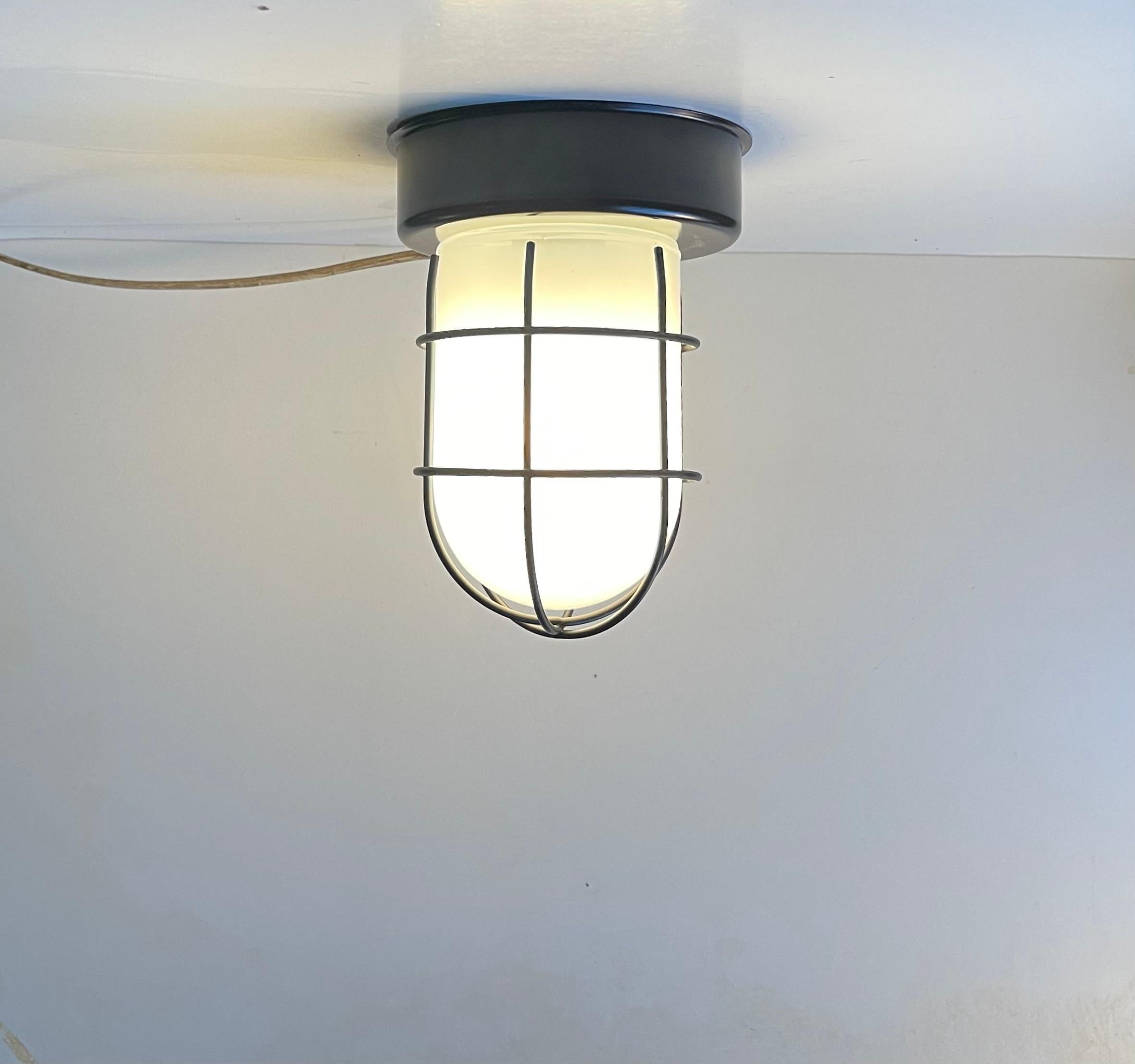 Scandinavian Modern Vintage Industrial Cage Flush Mount or Wall Light by Abo Randers, 1980s For Sale