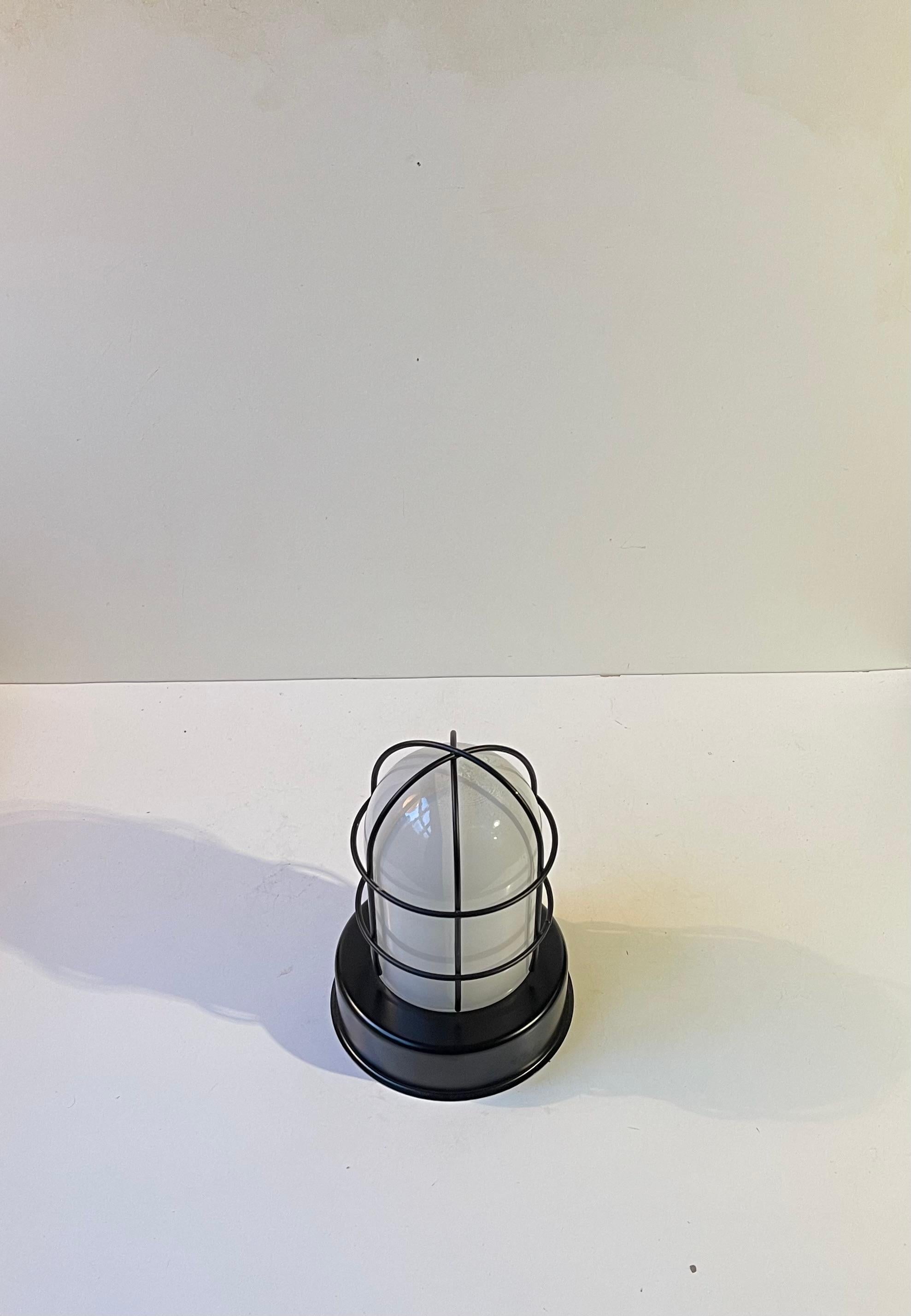 Vintage Industrial Cage Flush Mount or Wall Light by Abo Randers, 1980s In Good Condition For Sale In Esbjerg, DK