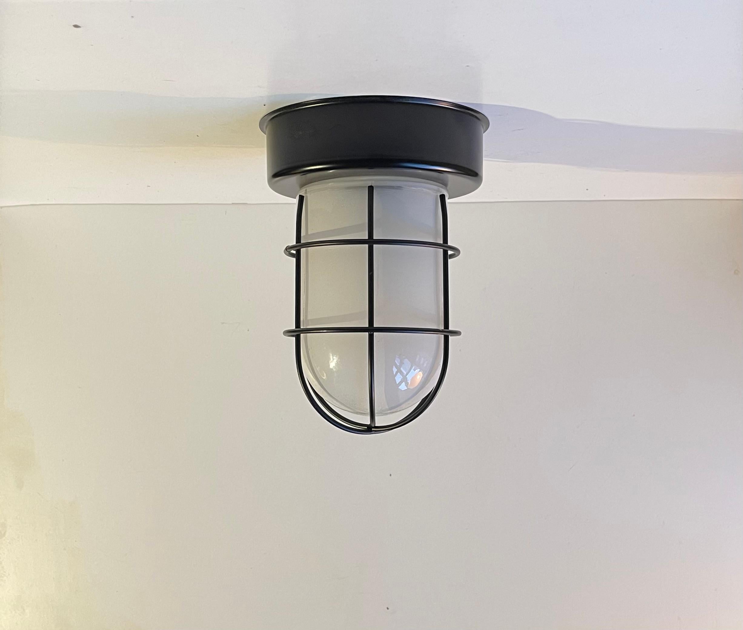 Metal Vintage Industrial Cage Flush Mount or Wall Light by Abo Randers, 1980s For Sale