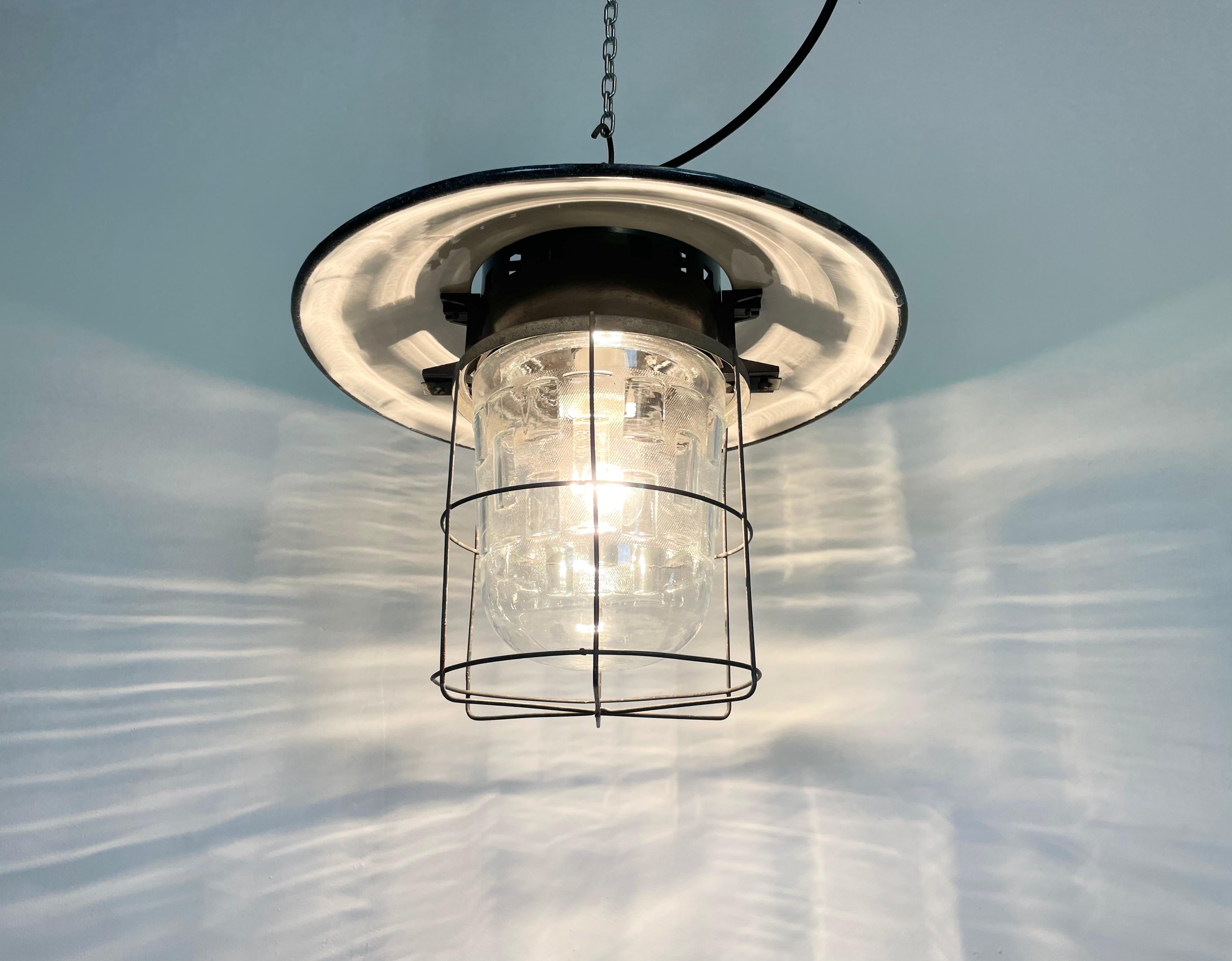 Lampe suspension industrielle vintage en forme de cage, années 1960 en vente 1