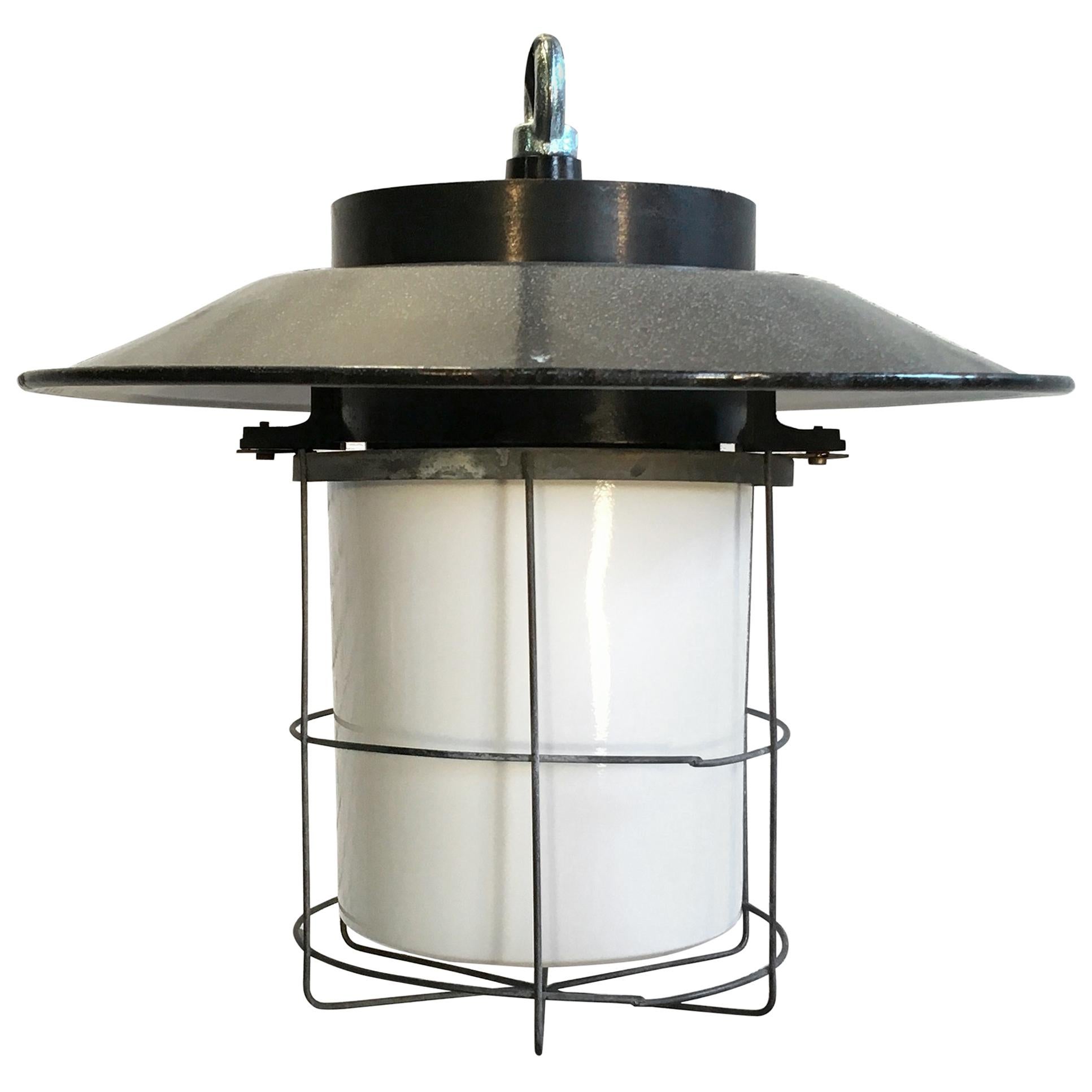 Vintage Industrial Cage Pendant Lamp, 1960s , Ten