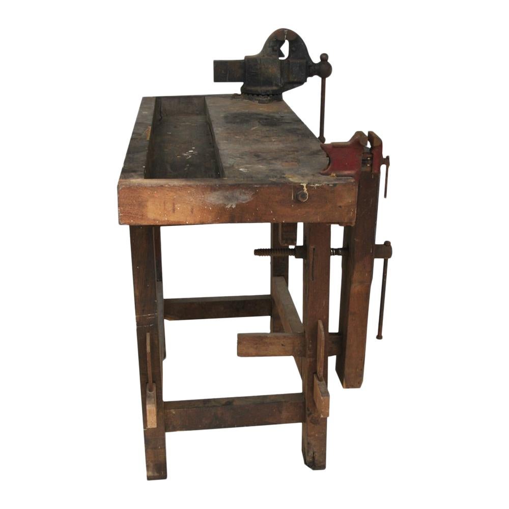 Vintage Industrial Carpenter Work Bench Reed MFG Co For Sale