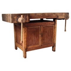Vintage Industrial Carpenter's Workbench / Storage Cabinet