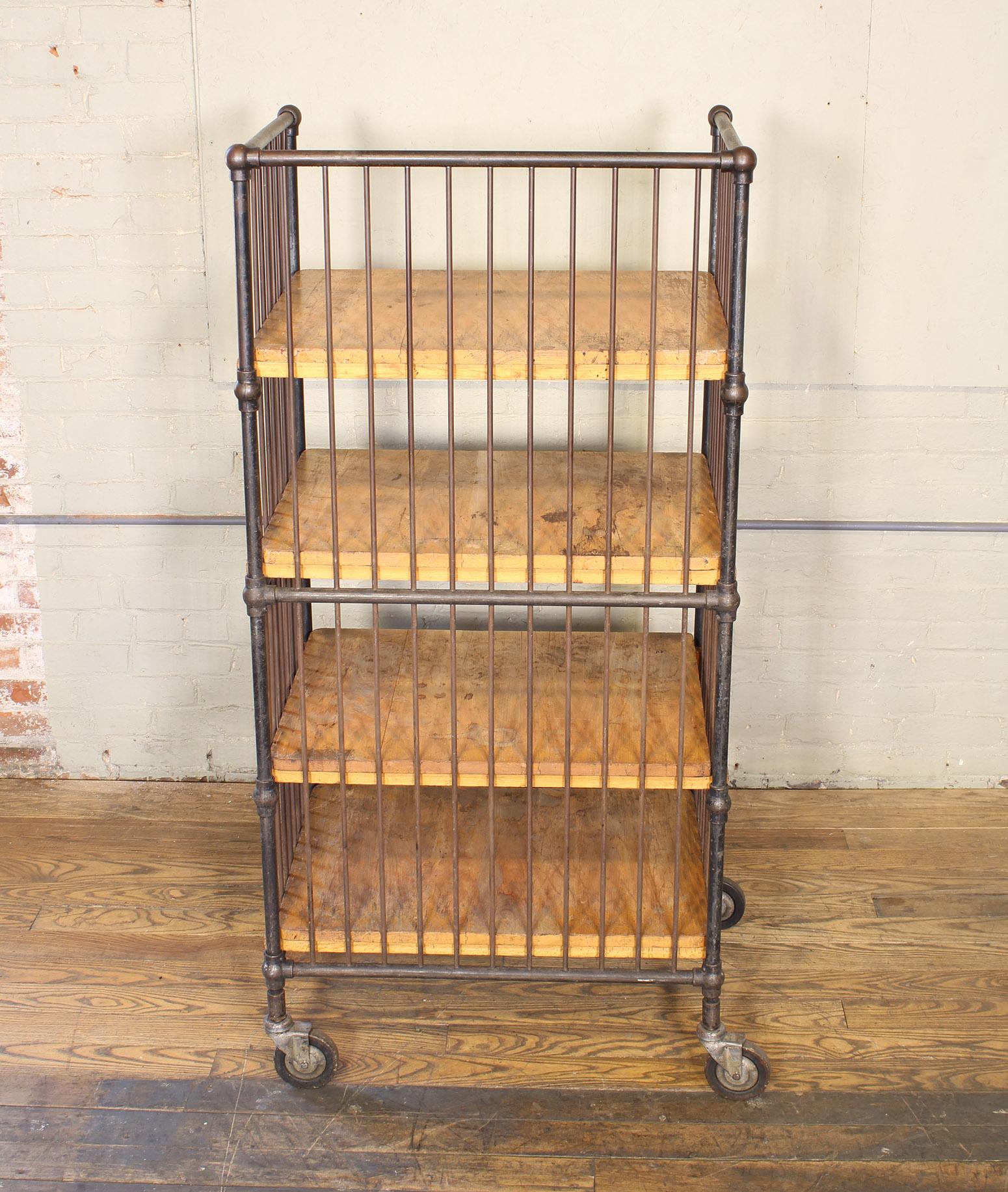 Vintage Industrial Cart - Printers Bindery Rolling Bar Storage 4