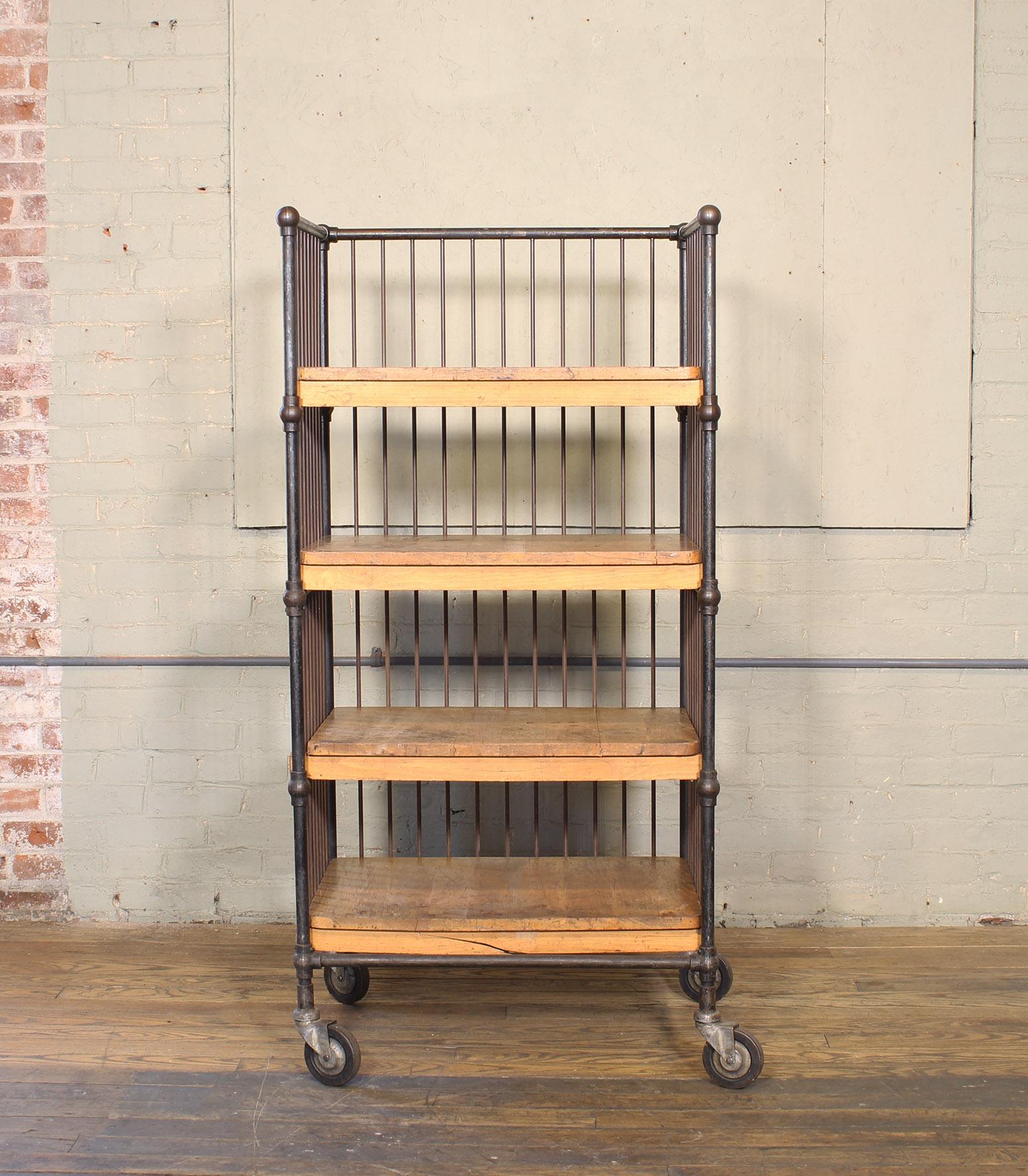 Metal Vintage Industrial Cart - Printers Bindery Rolling Bar Storage