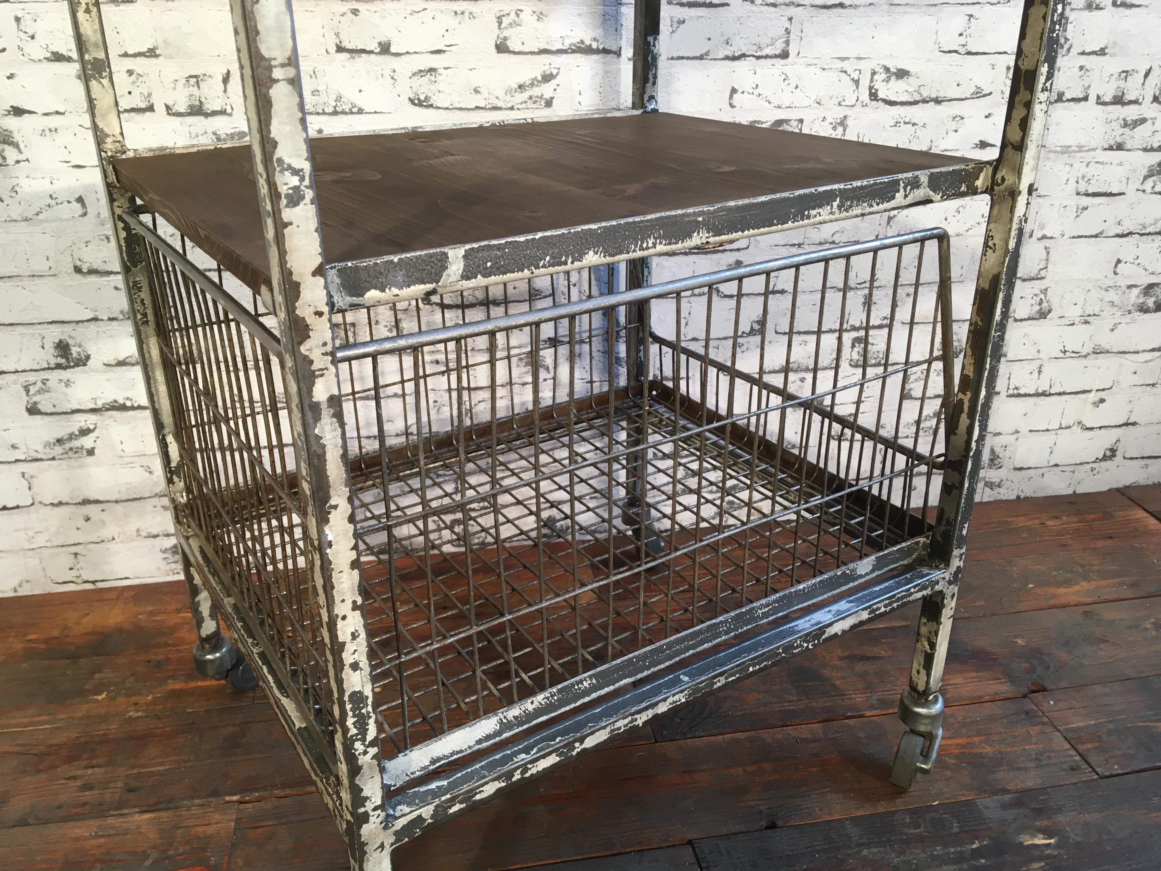 20th Century Vintage Industrial Cart With Shelves, 1960s