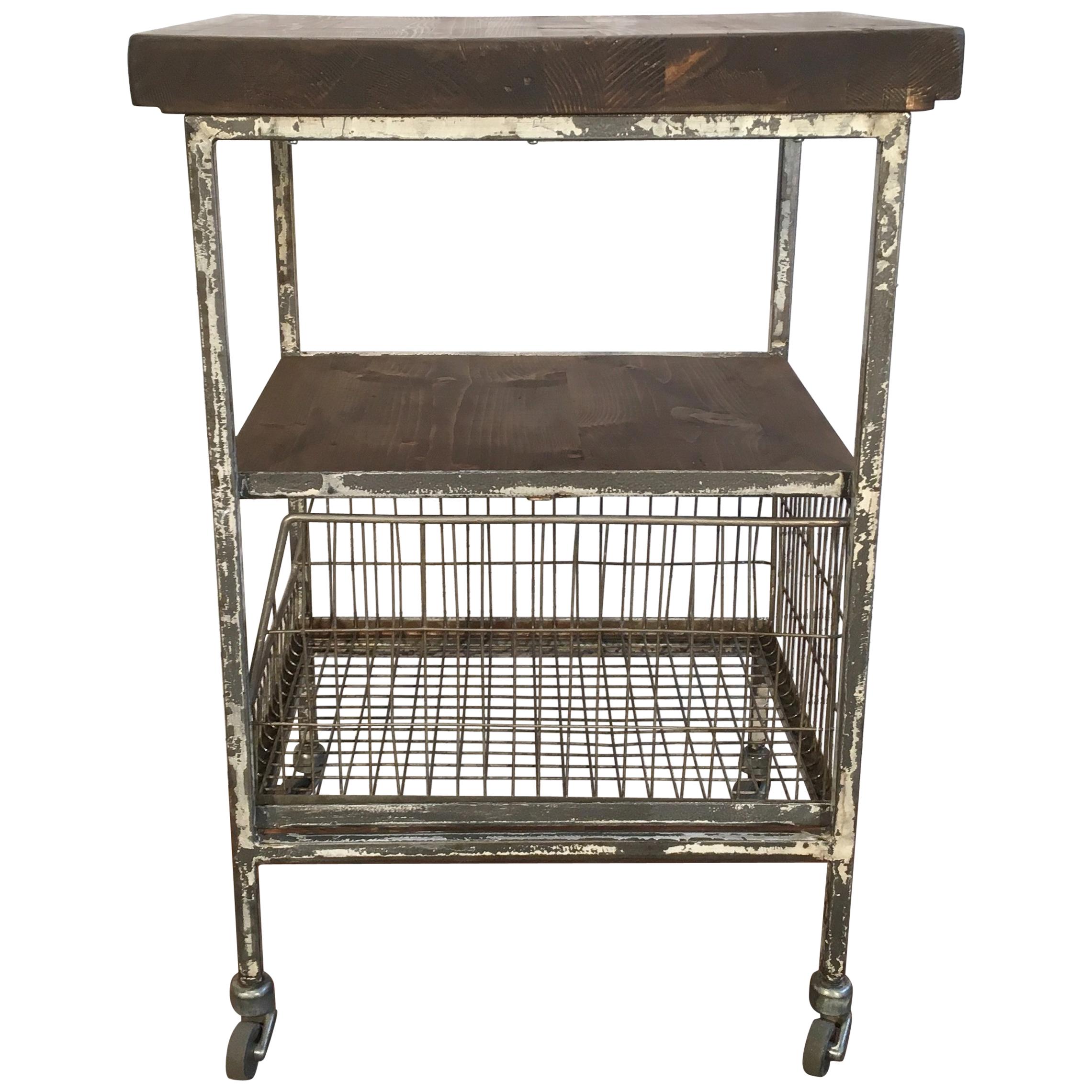 Vintage Industrial Cart With Shelves, 1960s