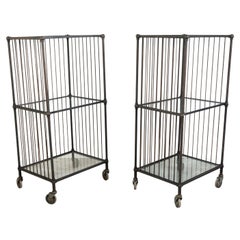 Used Industrial Carts with Glass Shelves and Casters, Sold Individually