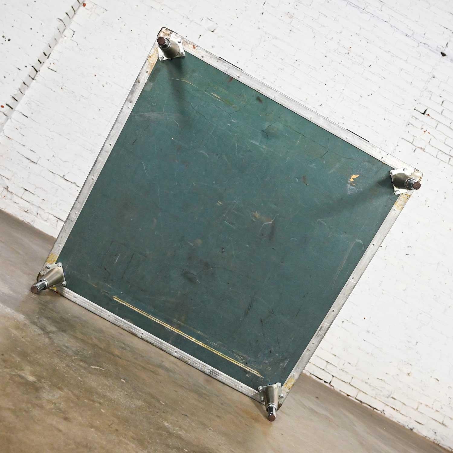 Vintage Industrial Case Low Square Turquoise Coffee Table with Chrome Latches For Sale 2