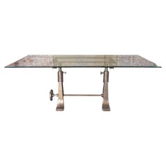 Vintage Industrial Cast Iron Adjustable Desk /Table Base