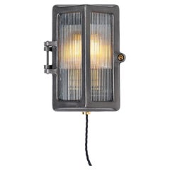 Retro Industrial Cast Iron And Reeded Glass Bulkhead Lights By Gec