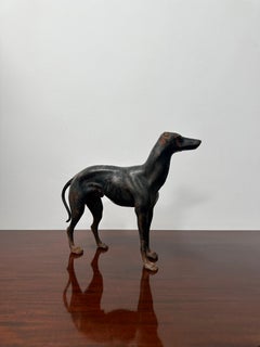 Vintage Industrial Cast Iron Bronze Greyhound Whippet Dog Statue Model Sculpture