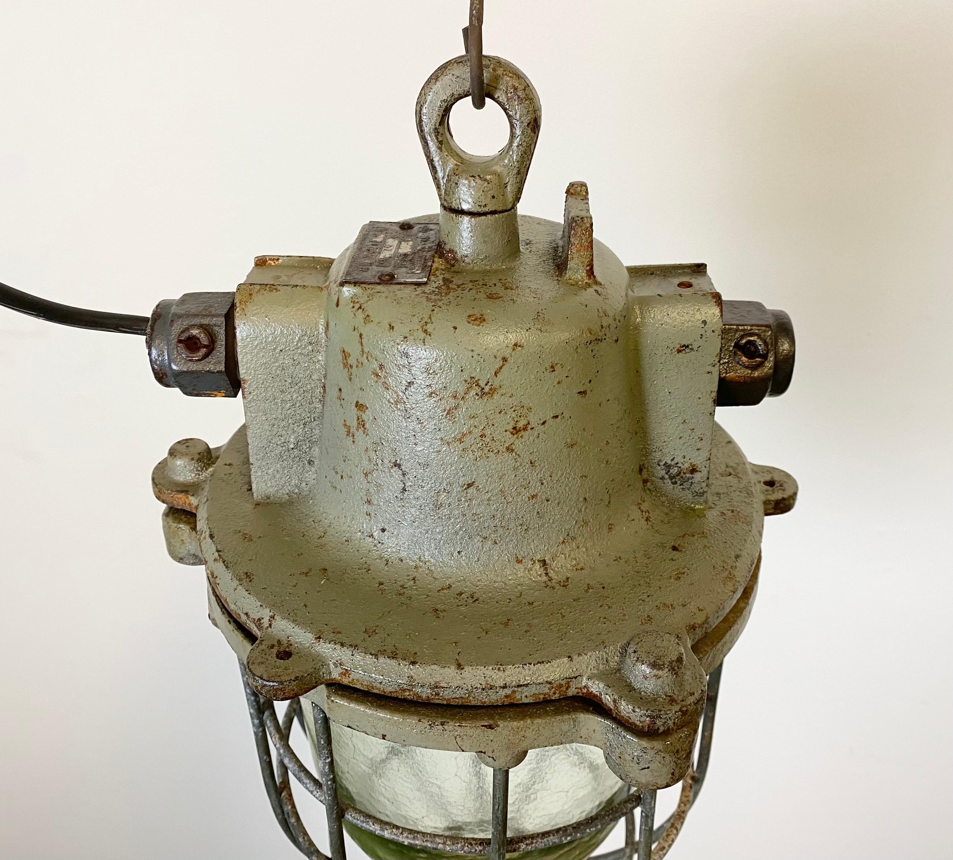 Mid-20th Century Vintage Industrial Cast Iron Cage Pendant Light, 1960s