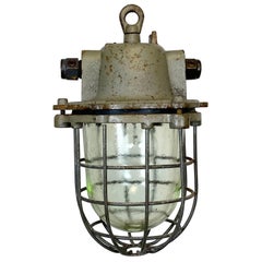 Vintage Industrial Cast Iron Cage Pendant Light, 1960s