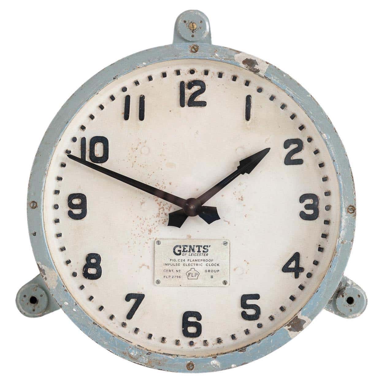 Vintage Industrial Cast Iron Gents of Leicester Factory Wall Clock, c ...