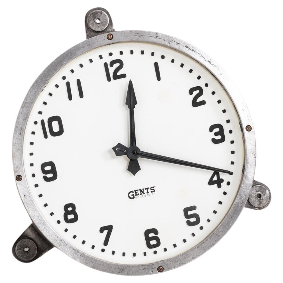 Vintage Industrial Cast Iron Gents of Leicester Factory Wall Clock, c.1930
