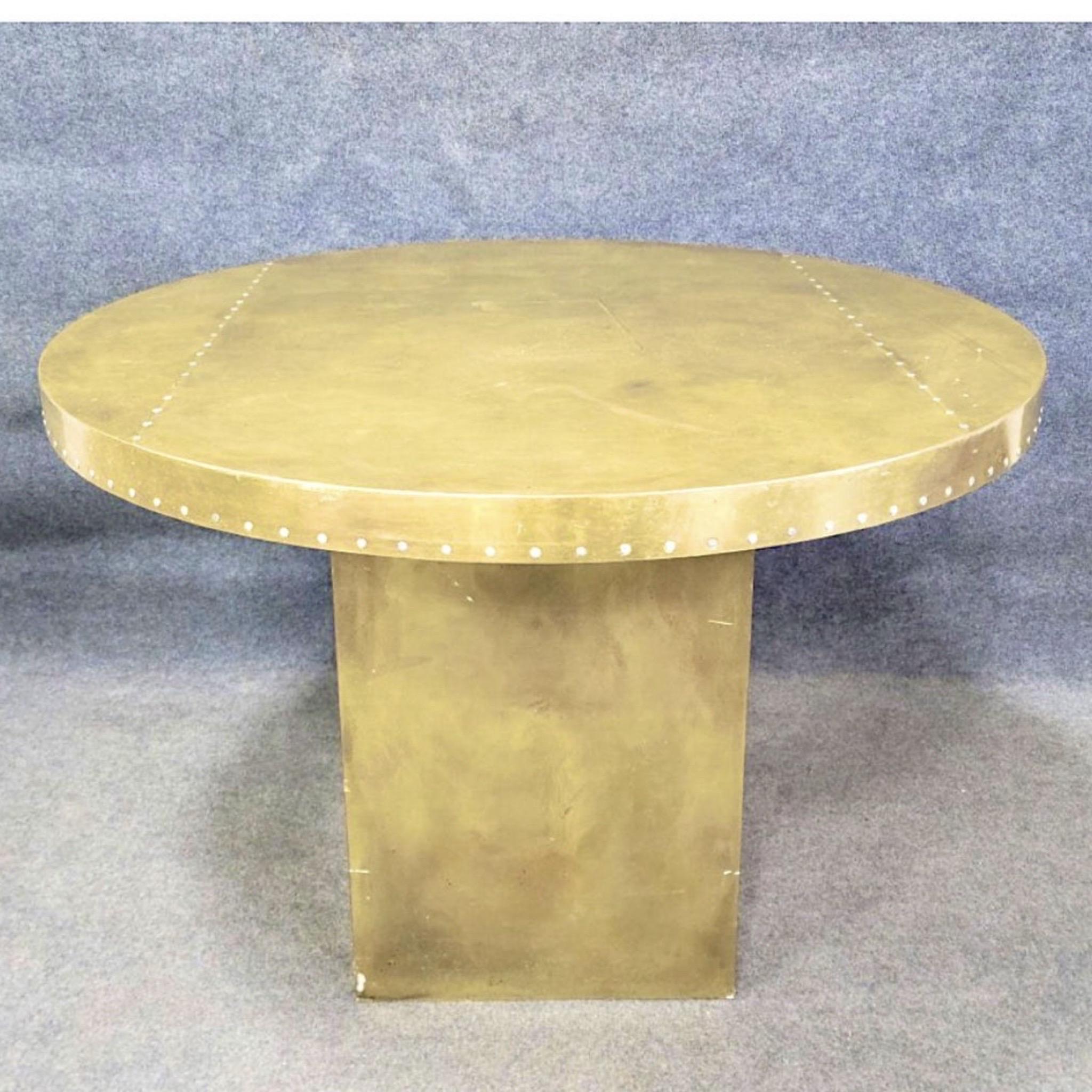 Brass Vintage Industrial Center Table in the Manner of Paul Evans