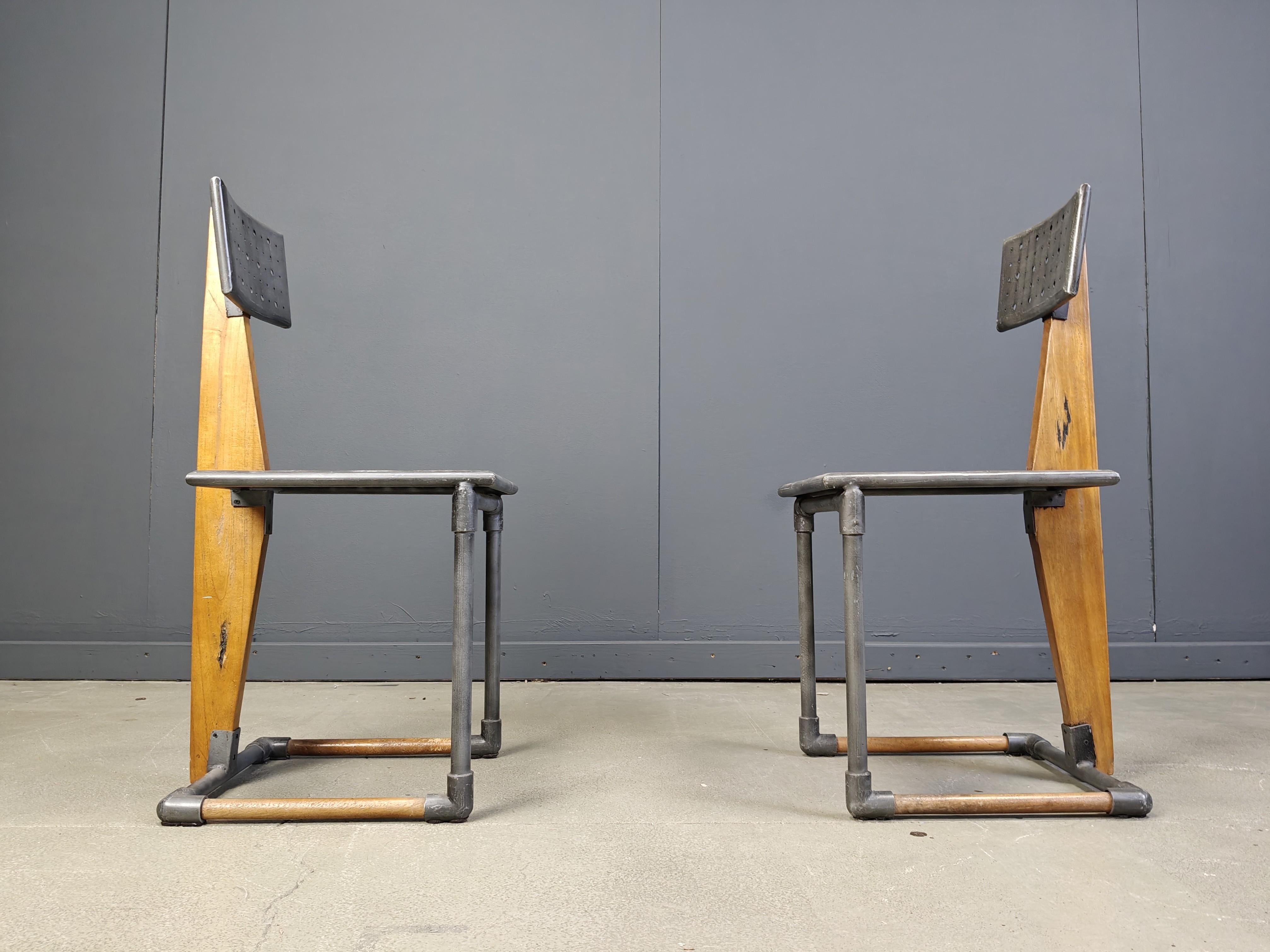 Postmoderne Chaises industrielles vintage, 1970 - ensemble de 4 en vente